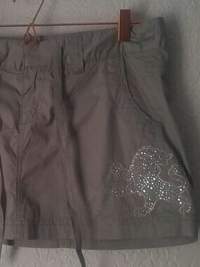 Express SZ 8 Y2k Cotton Mini Skirt with Bling Front Lion Skirt